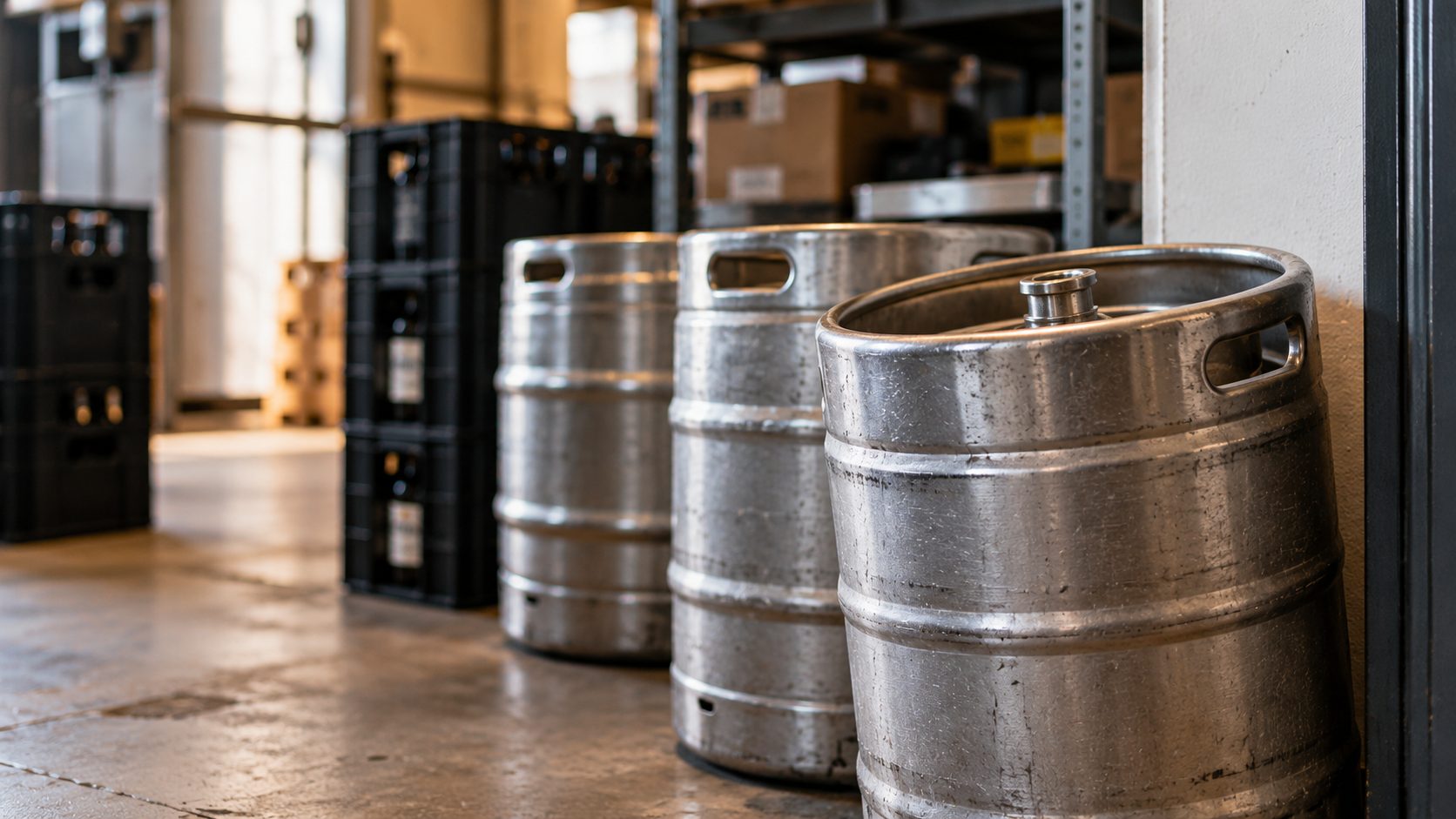 fusten bier in opslagruimte