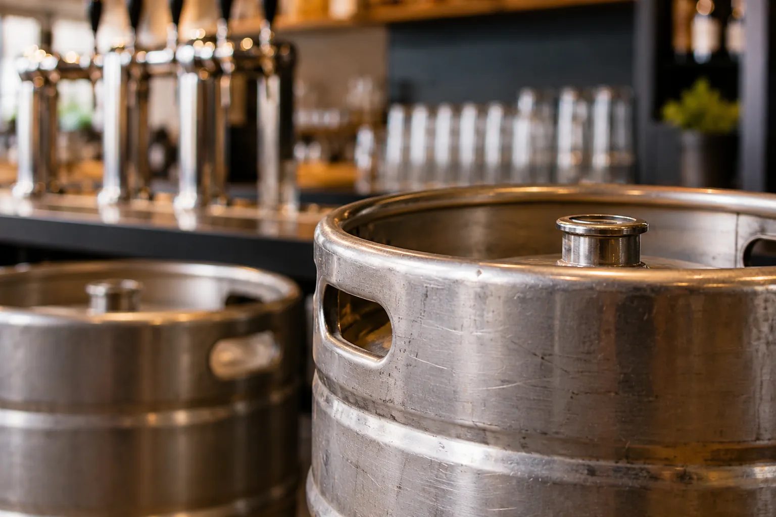 bierfust met biertap op achtergrond in bar